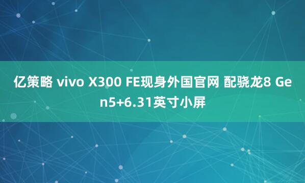 亿策略 vivo X300 FE现身外国官网 配骁龙8 Gen5+6.31英寸小屏