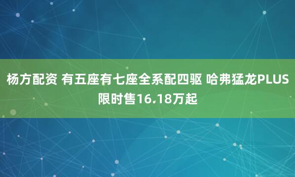 杨方配资 有五座有七座全系配四驱 哈弗猛龙PLUS限时售16.18万起